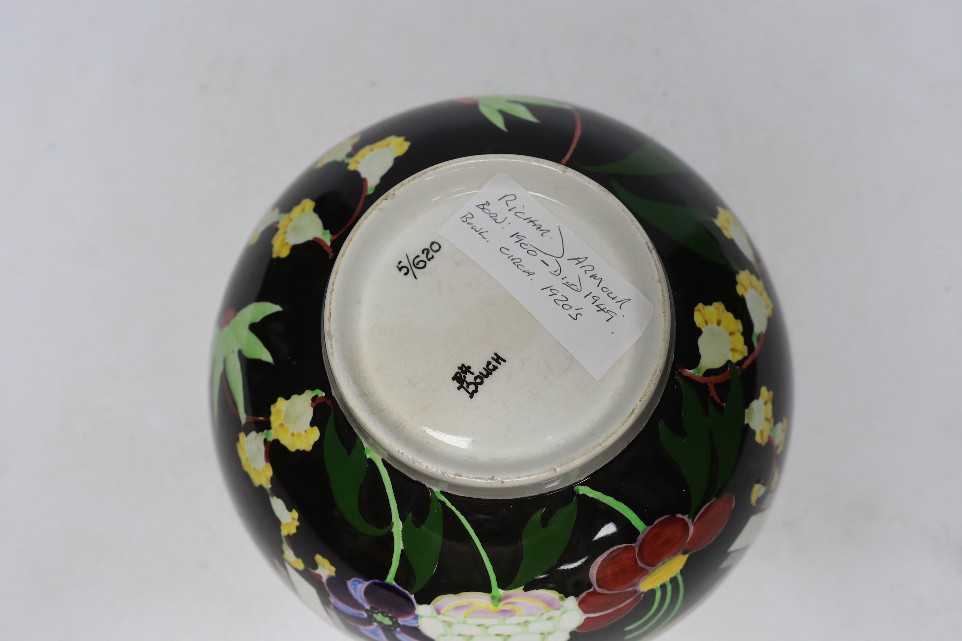An early 20th century Richard Armour limited edition pottery vase, 5/620, 26cm diameter